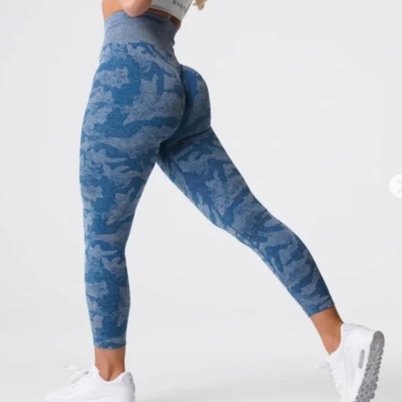 NVGTN Pants - NVGTN- Slate blue Camo Seamless Leggings-